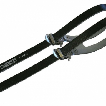 三ヶ島 MKS fit α SPORTS 2 Buckle ストラップ Wバックル 黒 1ペア中古品 NJS認定パーツ MKS FIT-α Sports 2-buckle トゥクリップストラップNJS MKS FIT-α